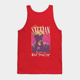 David Sylvian Vintage 1970 // Red Guitar Original Fan Design Artwork Tank Top